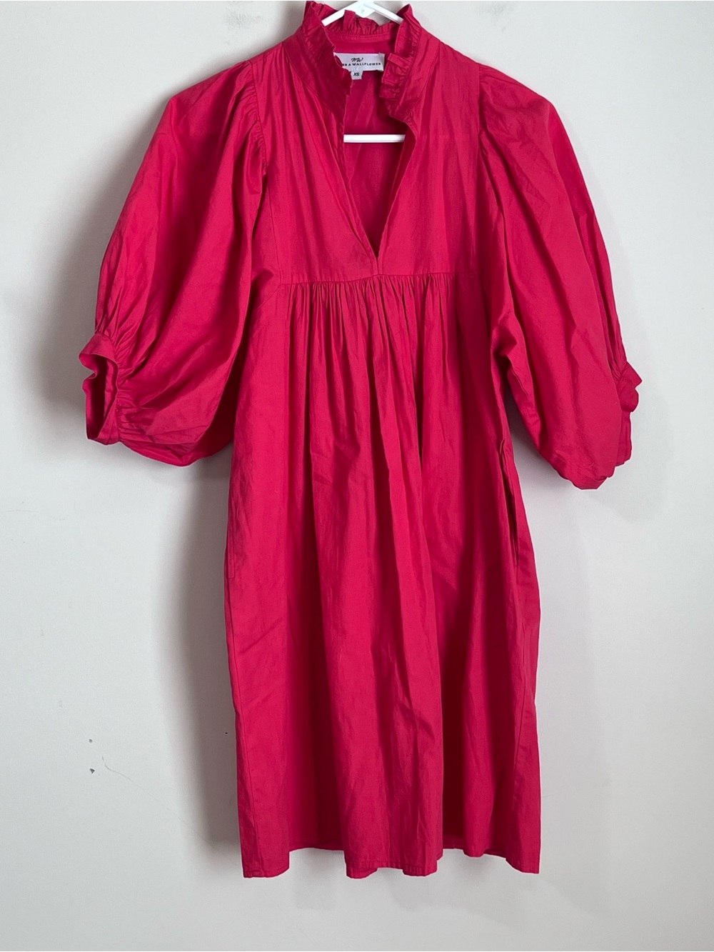 NEVER A WALLFLOWER High Ruffle Collar Poplin Mini Dress Pink Sz XS